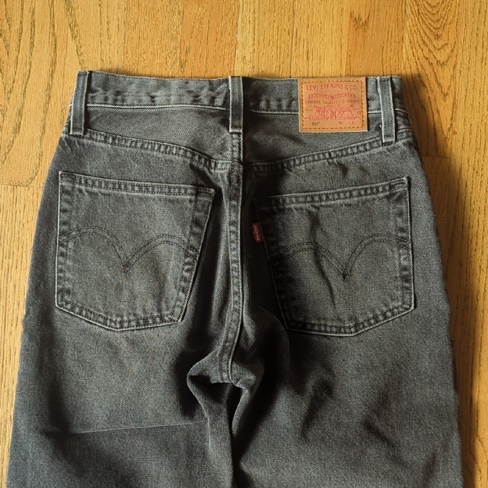 Levi's 501s In Washed Black Straight Leg Jeans